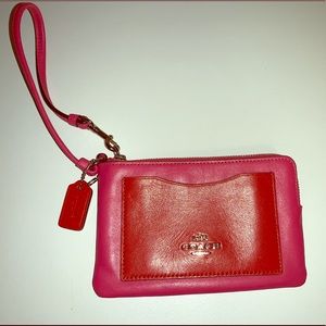 Coach wristlet in fushia and pink